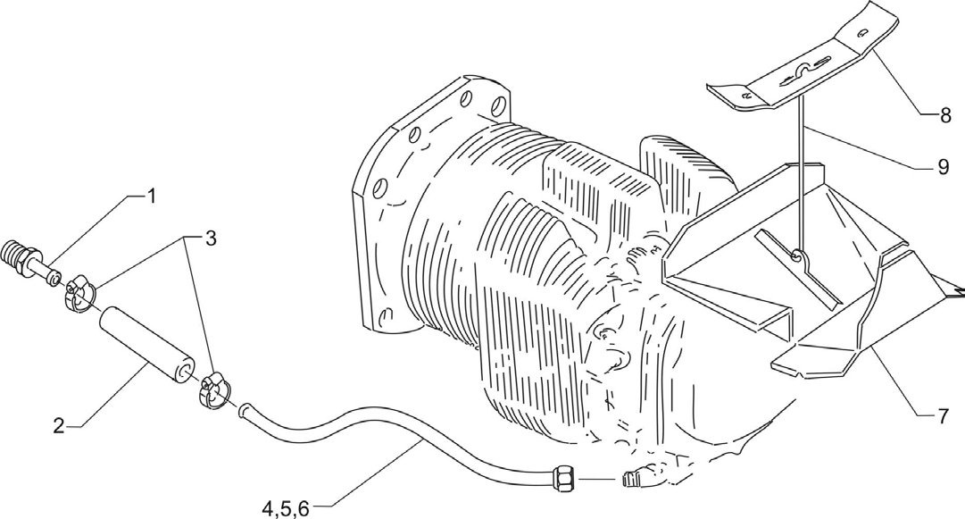 Cylinder Head Drain Tubes and Intercylinder Cooling Baffles