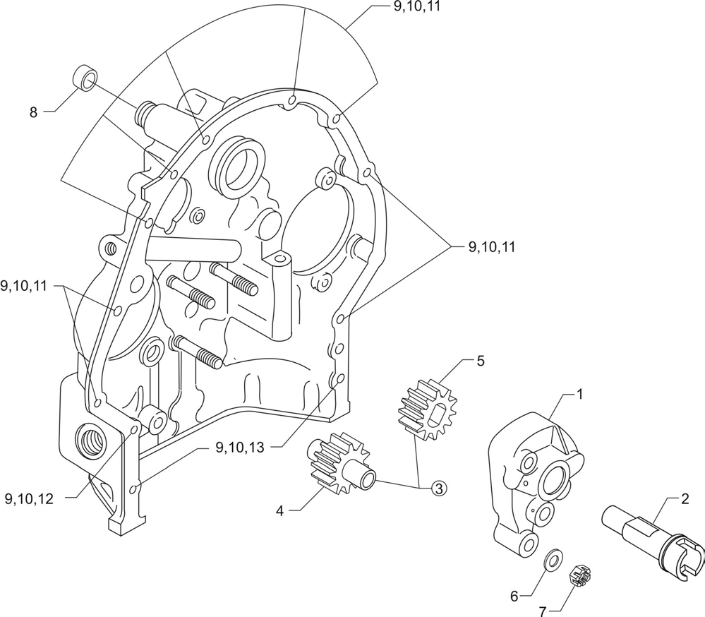 Oil Pump Assembly and Accessory Housing Attaching Parts